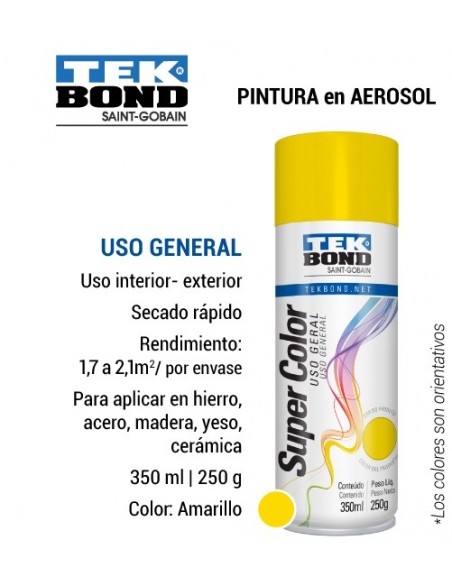 Pintura en aerosol uso general TEK BOND color amarillo