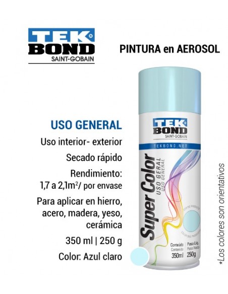 Pintura en aerosol uso general TEK BOND color aluminio