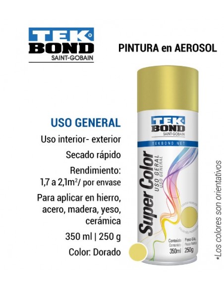Pintura en aerosol uso general TEK BOND color dorado