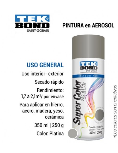 Pintura en aerosol uso general TEK BOND color platina