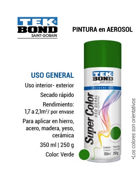 Pintura en aerosol uso general TEK BOND color verde