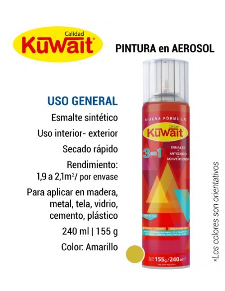 Pintura en aerosol uso general KUWAIT color amarillo