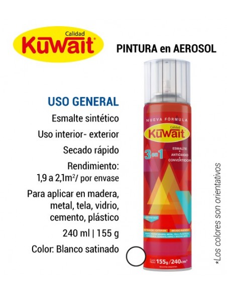 Pint.aerosol Uso Gral Blanco Satinado 240 Cc/155 Gr. "kuwait" *12*