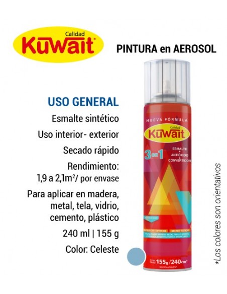 Pintura en aerosol uso general KUWAIT color celeste