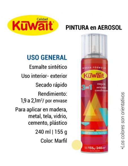 Pintura en aerosol uso general KUWAIT color marfil 
