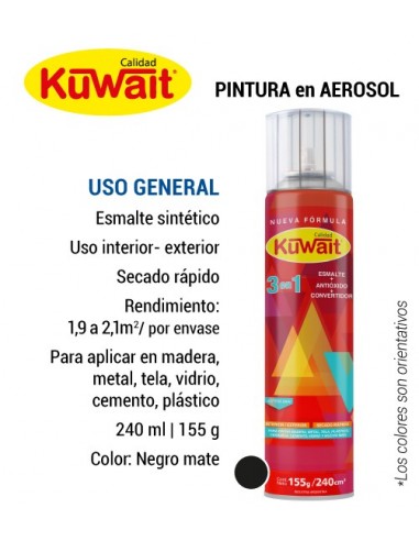 Higgins píldora melocotón Pintura aerosol uso general KUWAIT negro mate - www.deplano.com.ar