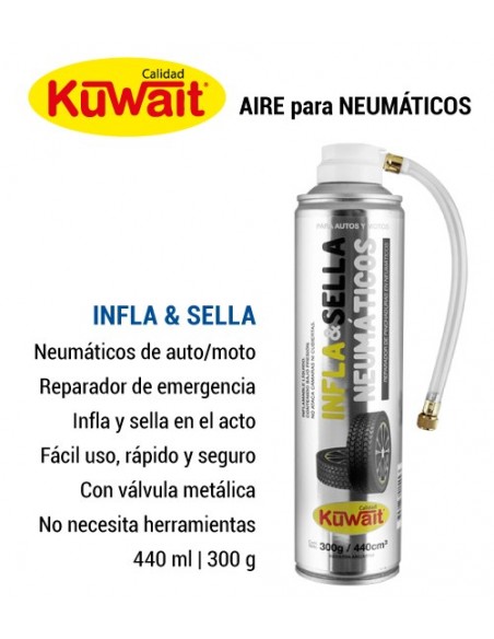 Reparador de emergencia de neumáticos KUWAIT Infla & Sella