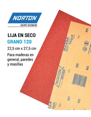 para madera, 70 x 190 mm, grano 120, 5 unidades Norton Expert Hojas de lija