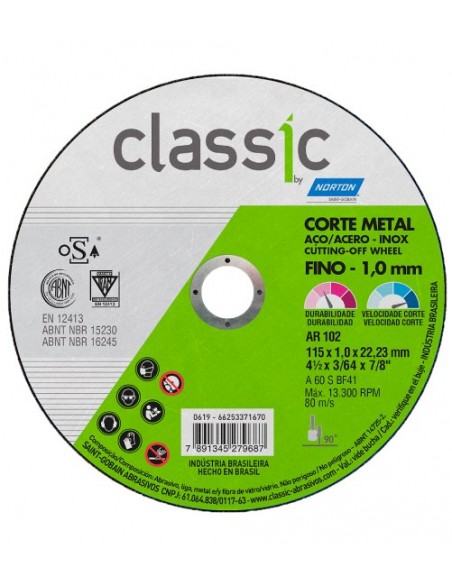 Disco de corte NORTON Classic para metal Ø 178 x 1,6 x 22,23