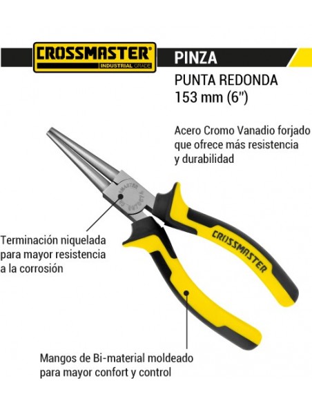 Pinza Punta Redonda  Profesional 6",  "crossmaster"  *5*