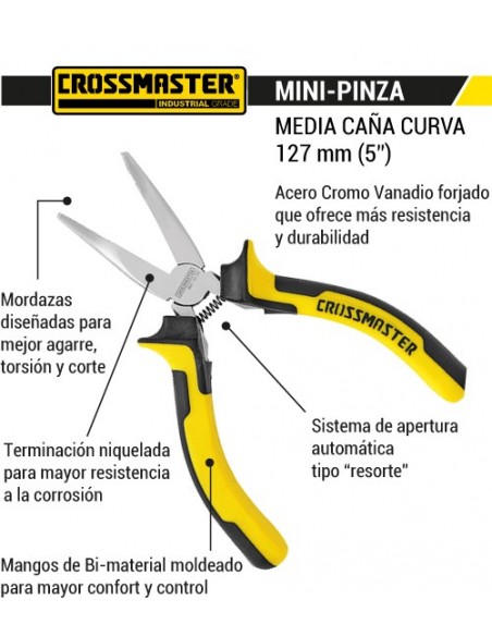 Mini-pinza punta media caña curva 5" CROSSMASTER