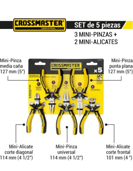 Set Mini-Pinzas + Mini-Alicates CROSSMASTER 5 Piezas