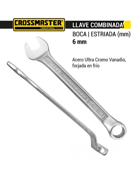 Llave combinada Boca - Estriada 6 mm CROSSMASTER 9960104