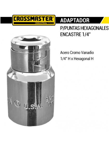 Adaptador bocallave encastre 1/4" hexagonal CROSSMASTER 