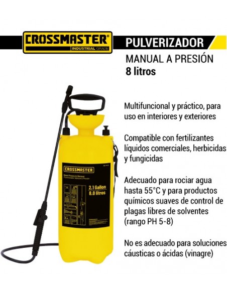 Pulverizador manual a presión 8 litros CROSSMASTER 