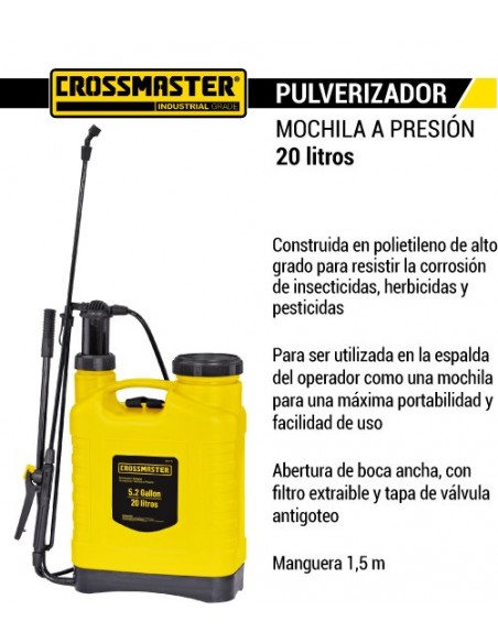 Pulverizador mochila a presión 20 litros CROSSMASTER 