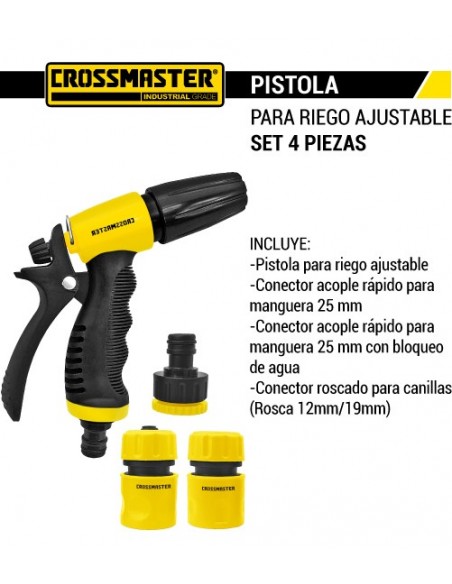 Pistola para riego ajustable set 4 piezas CROSSMASTER