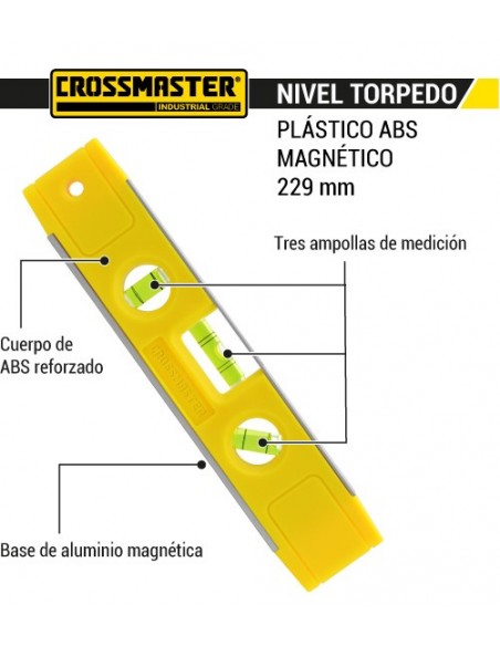 Nivel torpedo plastico magnetico CROSSMASTER 