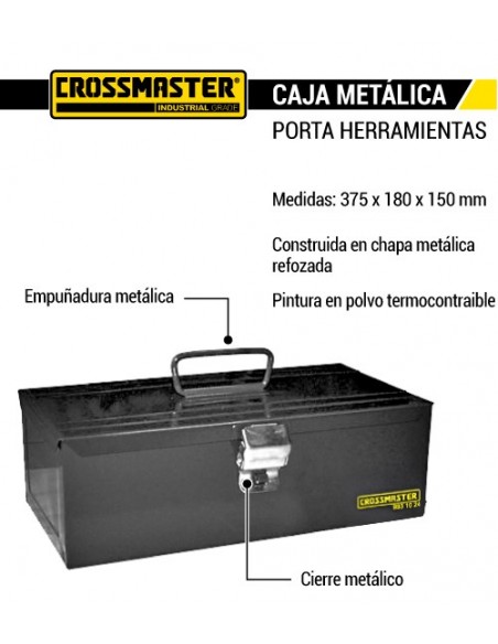 Caja metalica porta herramientas CROSSMASTER 375 x 180 x 150 mm.