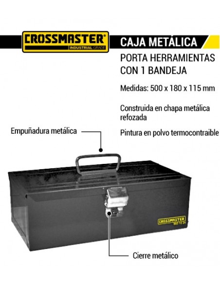 Caja metálica porta herramientas con 1 bandeja CROSSMASTER 115 mm