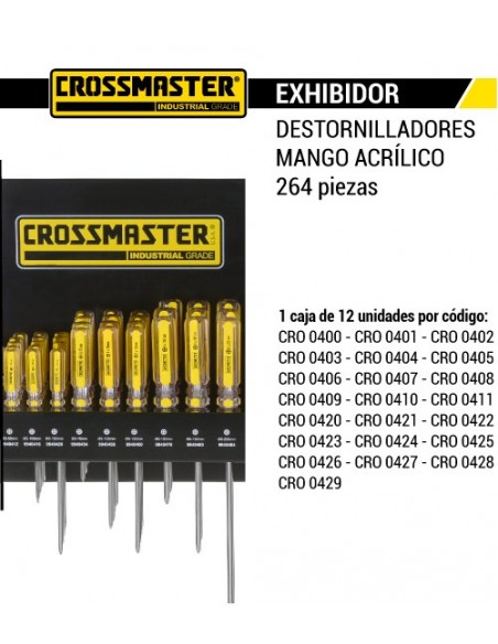 Exhibidor destornilladores mango acrílico CROSSMASTER 264 piezas 