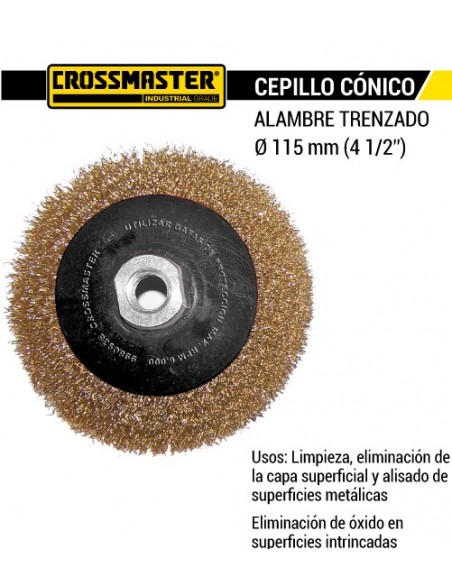 Cepillo conico alambre rizado 4 1/2" CROSSMASTER