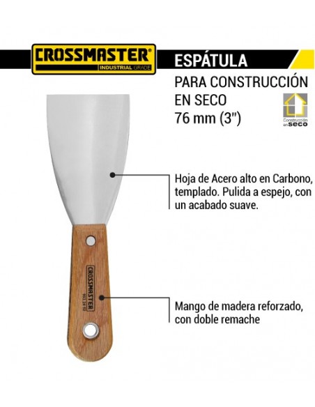 Espátula mango madera CROSSMASTER 3" 