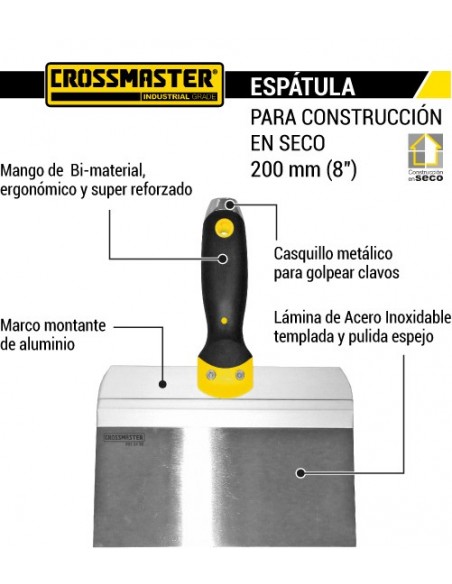 Espátula mango bi-material CROSSMASTER 8"
