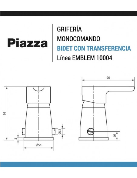 Emblem, Bidet Con Transf, Monocomando, Cr, "piazza 10004"