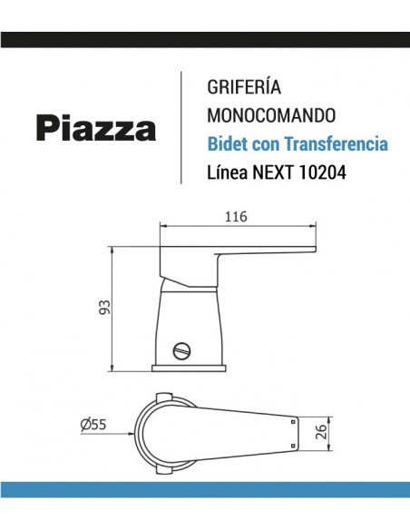 Grifería monocomando bidet PIAZZA Next 10204