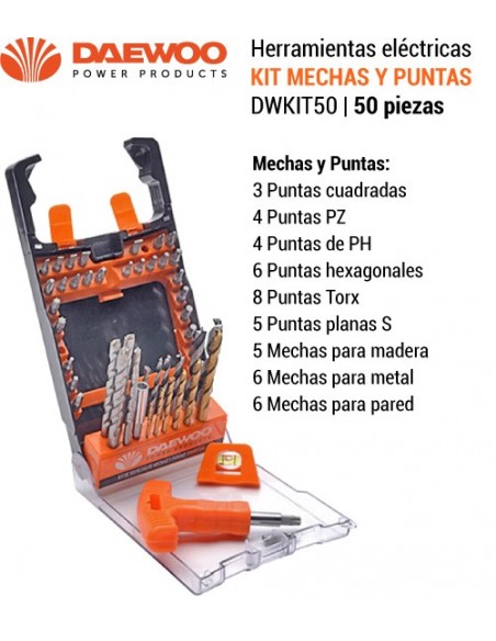 Mechas y Puntas kit 50 piezas DAEWOO DWKIT50