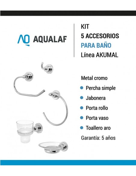 Kit 5 accesorios para baño AQUALAF AKUMAL
