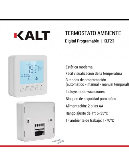Termostato de ambiente digital programable KALT KLT23
