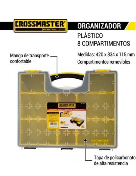 Organizador plástico 8 compartimentos CROSSMASTER 420 x 334 x 115 mm